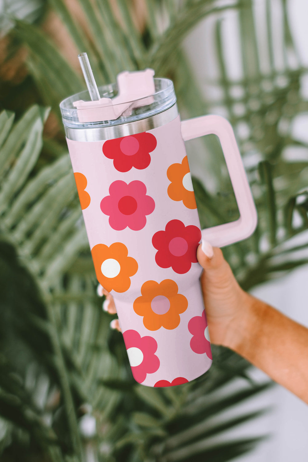 Flower Print 40 Oz Stainless Steel Vacuum Tumbler