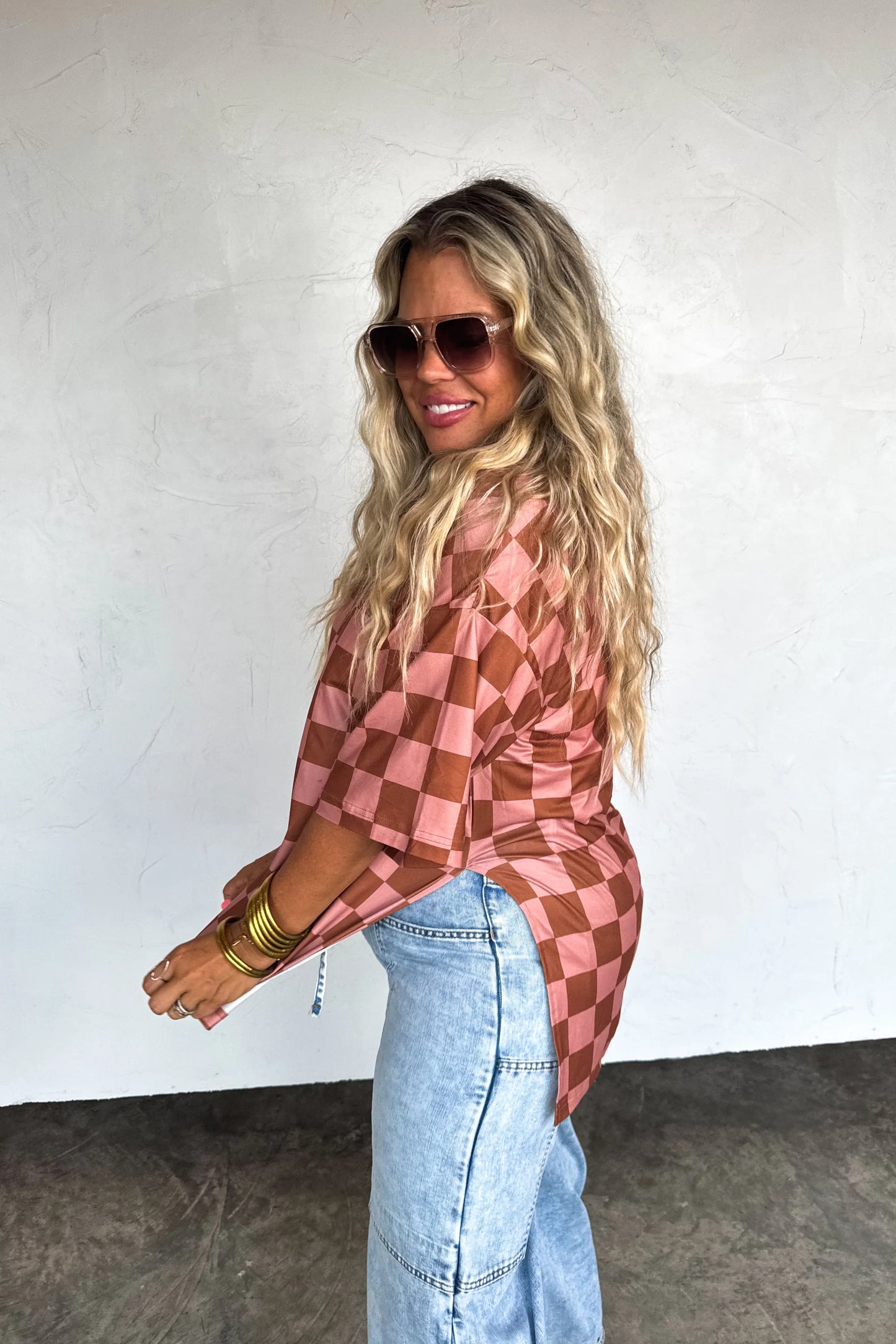 Blakeley Check Babe Side Slit Top