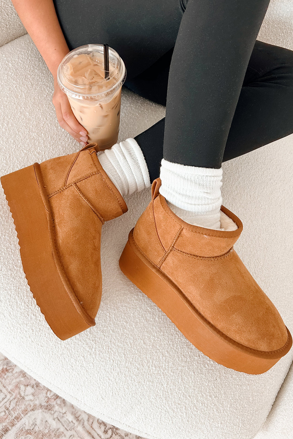 Black Faux Fur Lined Suede Ankle Snow Boots