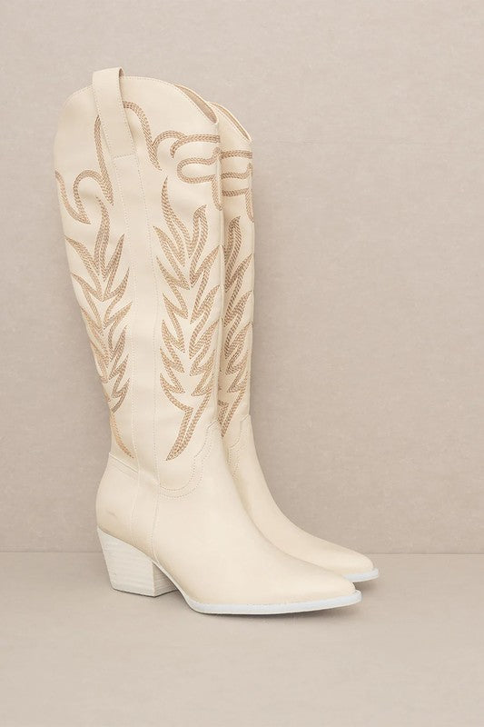 Samara Embroidered Western Knee High Boots