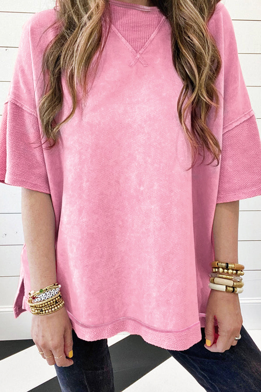 Mineral Wash Exposed Seam Drop Shoulder Oversized Tee