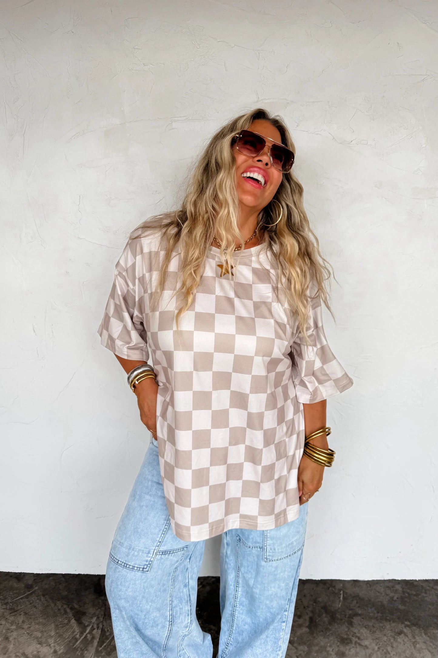 Blakeley Check Babe Side Slit Top