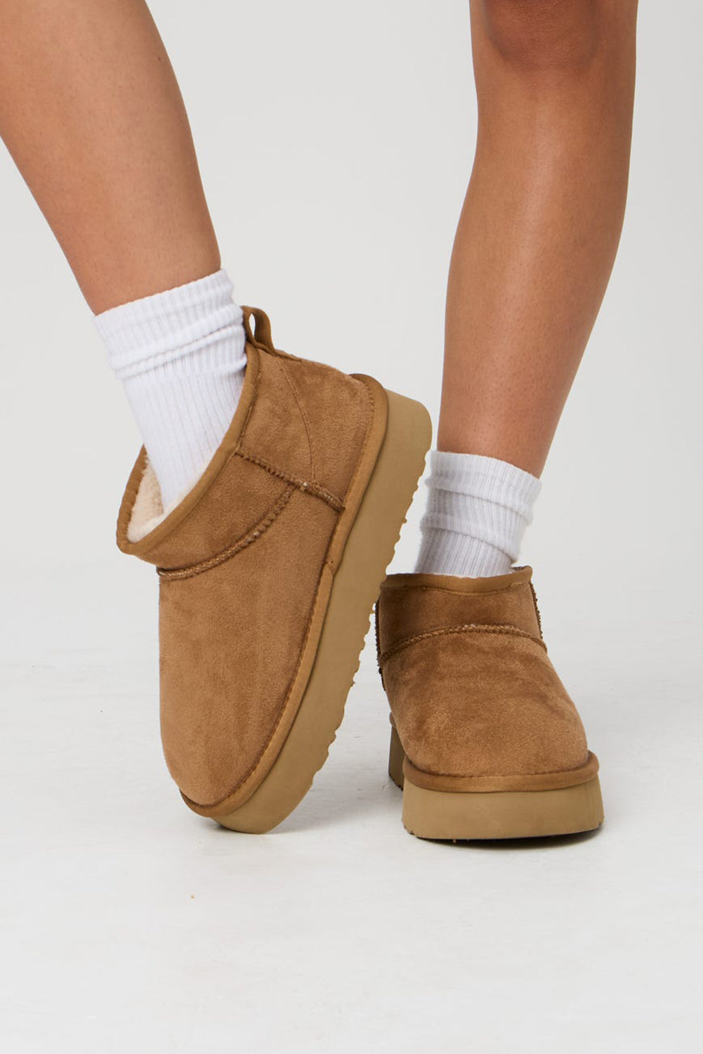 Black Faux Fur Lined Suede Ankle Snow Boots