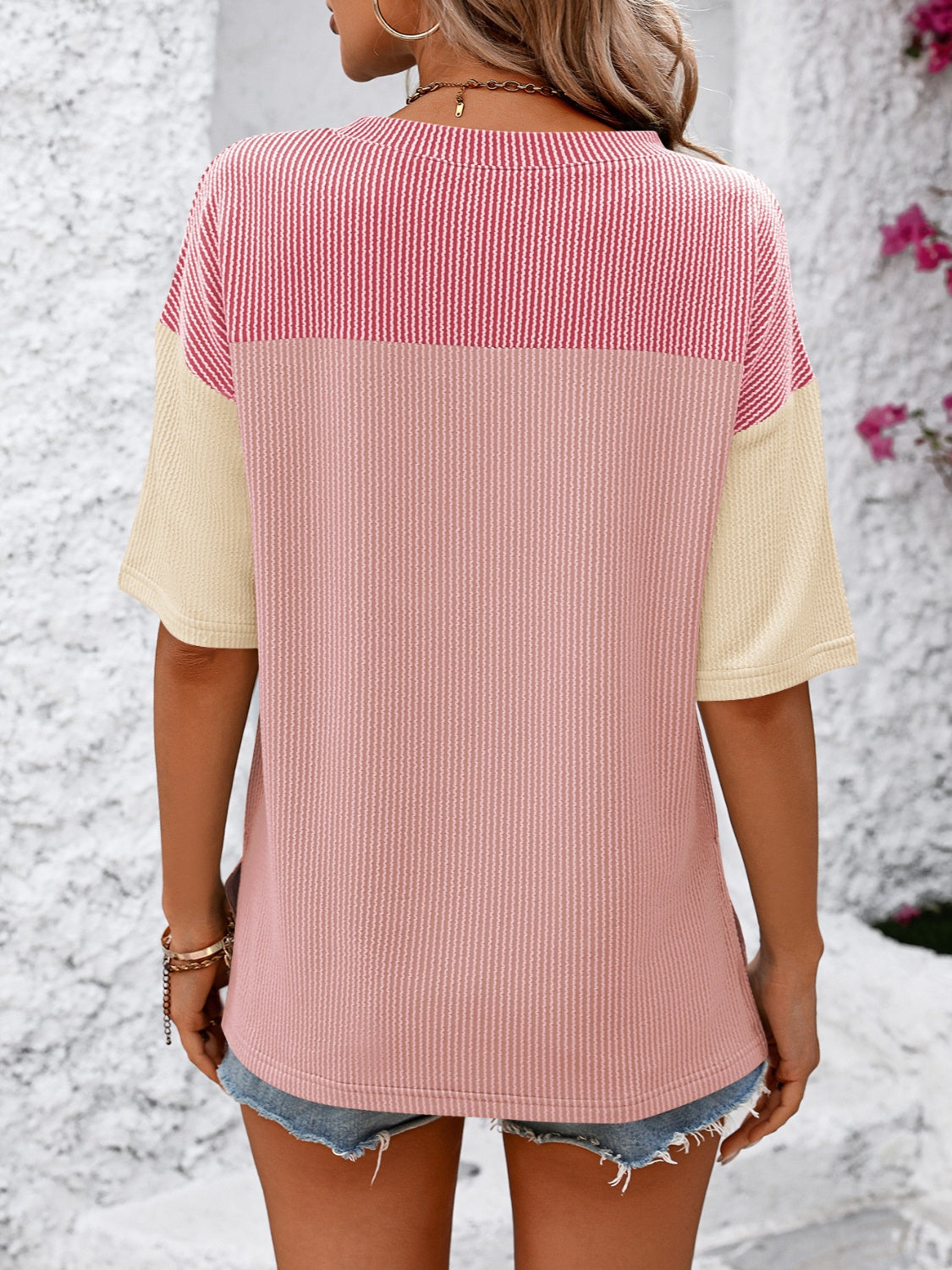 Color Block Half Sleeve T-Shirt