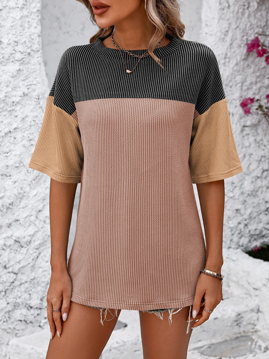 Color Block Half Sleeve T-Shirt
