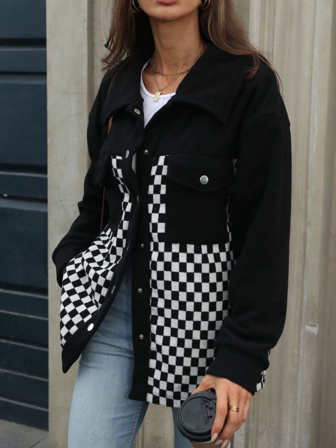 Snap Down Checkered Jacket