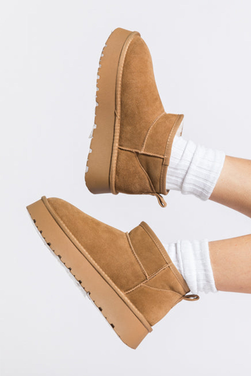Black Faux Fur Lined Suede Ankle Snow Boots