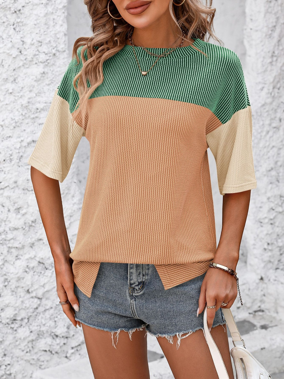 Color Block Half Sleeve T-Shirt