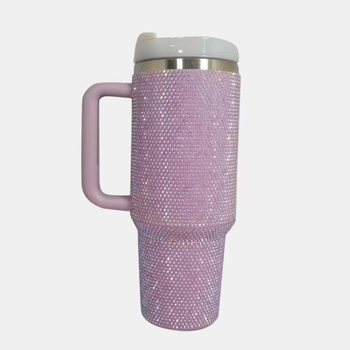 40oz Stainless Steel Rhinestone Tumbler with Straw