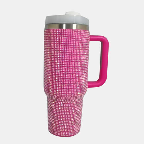 40oz Stainless Steel Rhinestone Tumbler with Straw
