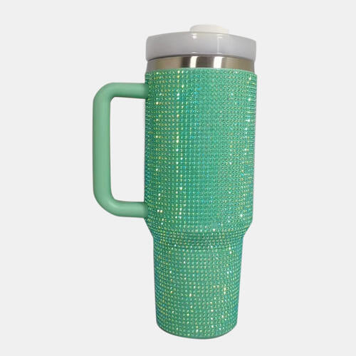 40oz Stainless Steel Rhinestone Tumbler with Straw