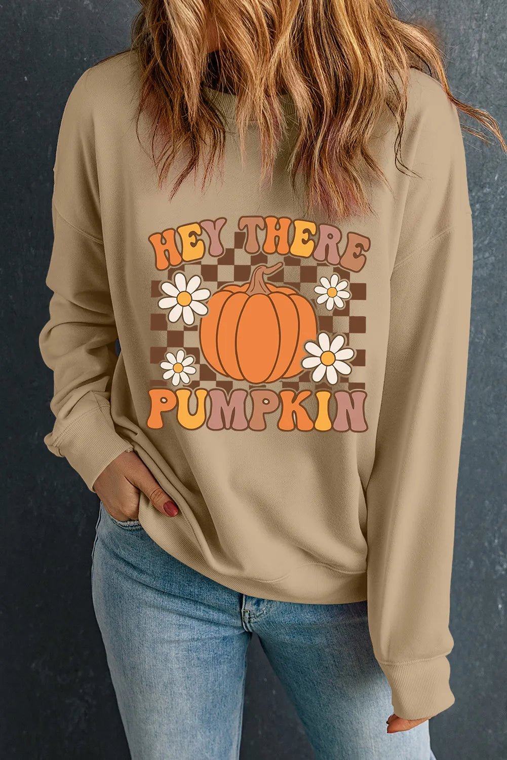 "Hey There Pumpkin" Graphic Long Sleeve Sweatshirt