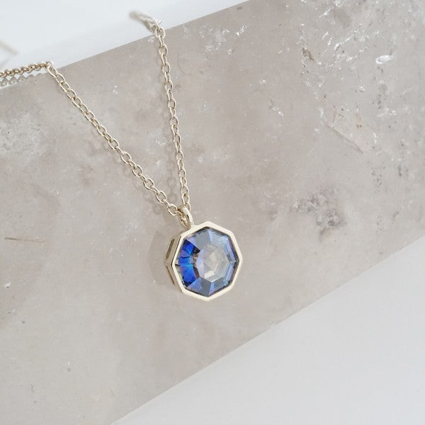 Rose Blue Alexandrite Crystal Necklace