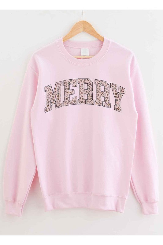 Leopard "MERRY" Graphic Sweatshirt