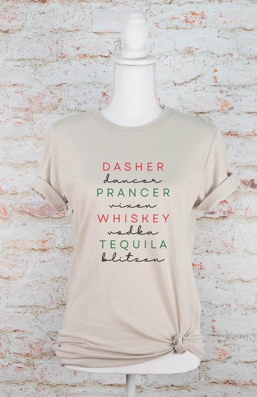 Dasher Dancer Prancer Vixen Whiskey Tee