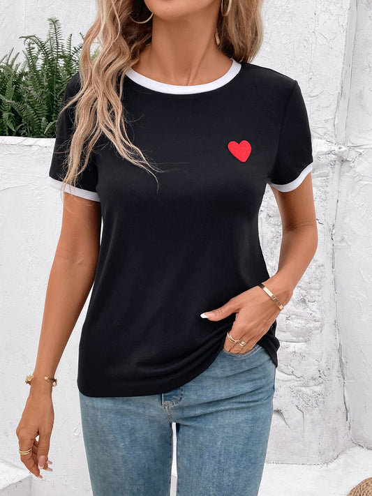 Heart Patch Short Sleeve T-Shirt