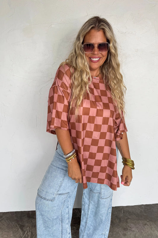 Blakeley Check Babe Side Slit Top