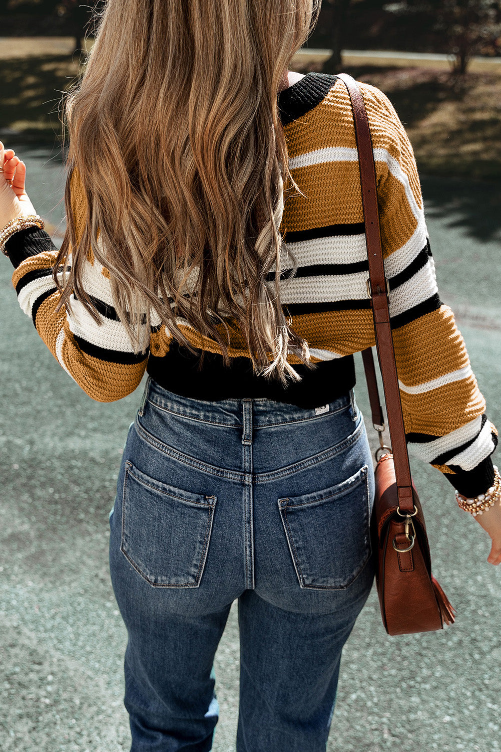 Striped Dropped Shoulder Sweater