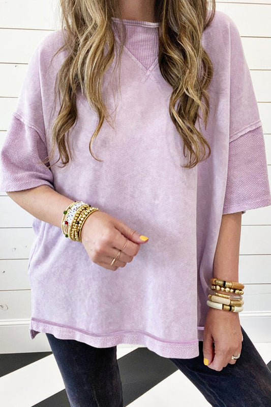 Mineral Wash Exposed Seam Drop Shoulder Oversized Tee