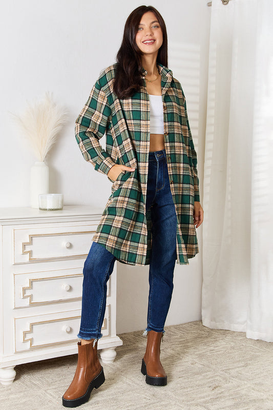 Plaid Collared Long Shirt