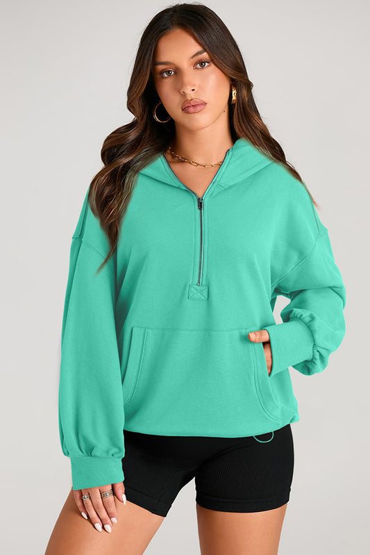 Pocketed Half Zip Hoodie