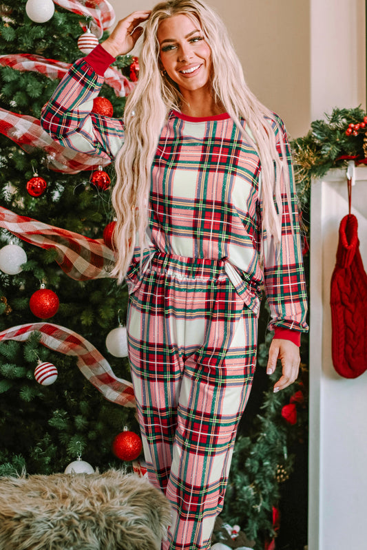 Red Plaid Lounge Set