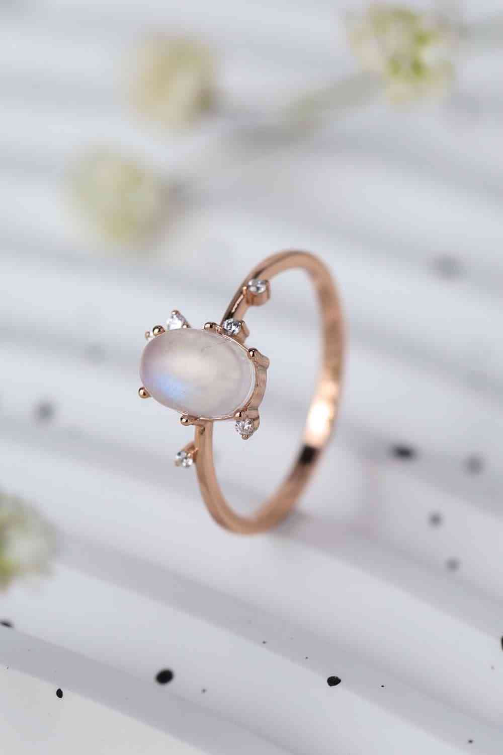 Natural Moonstone Sterling Silver Ring