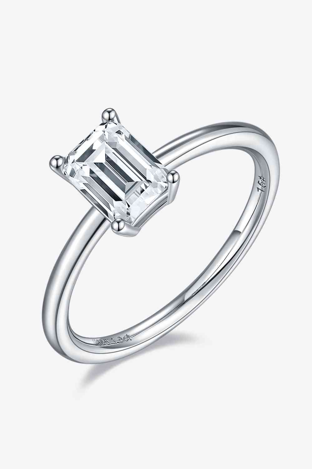 1 Carat Moissanite Platinum Plated Solitaire Ring (various stone shapes)