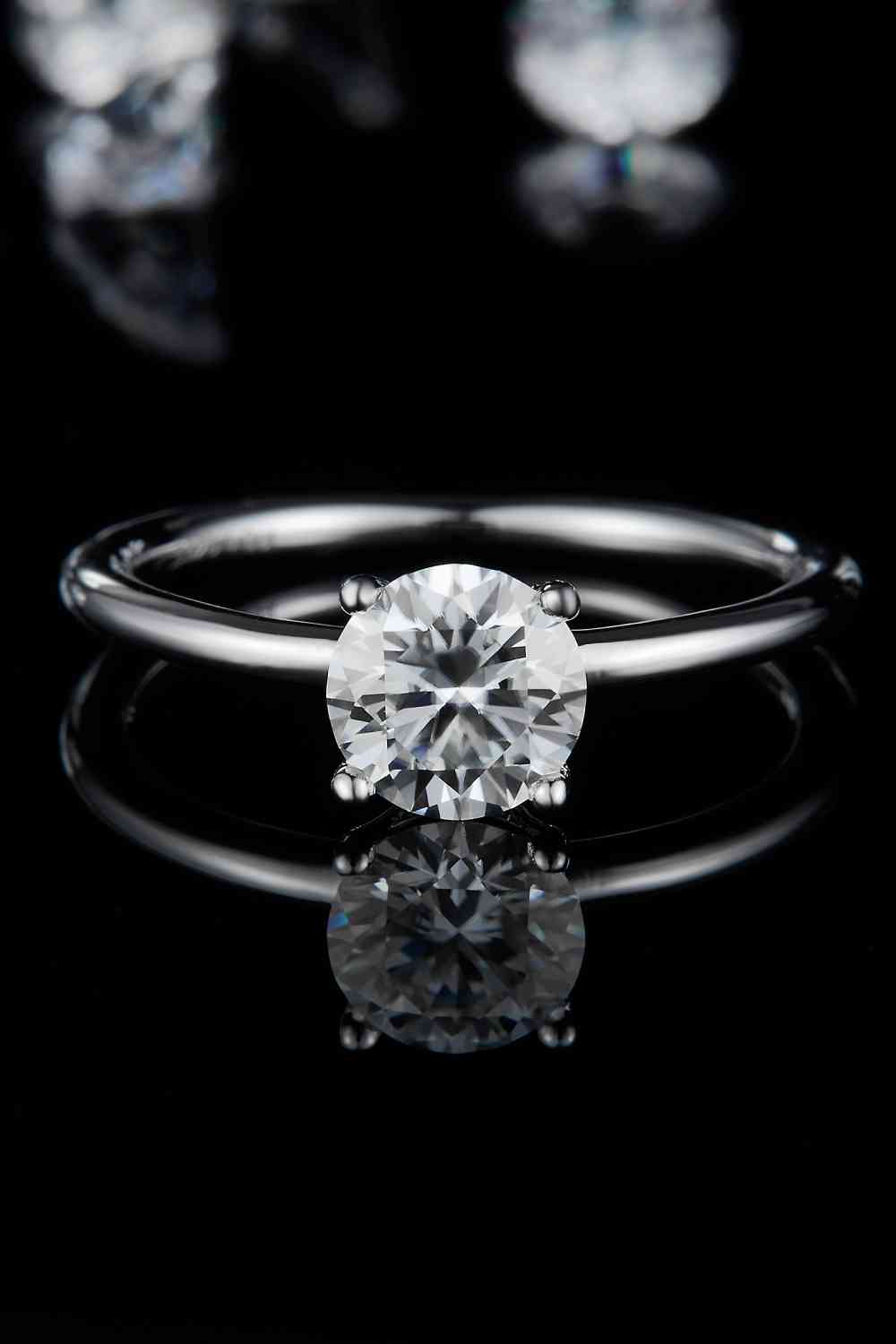 1 Carat Moissanite Platinum Plated Solitaire Ring (various stone shapes)