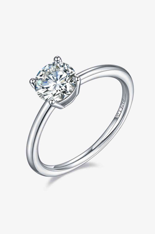 1 Carat Moissanite Platinum Plated Solitaire Ring (various stone shapes)